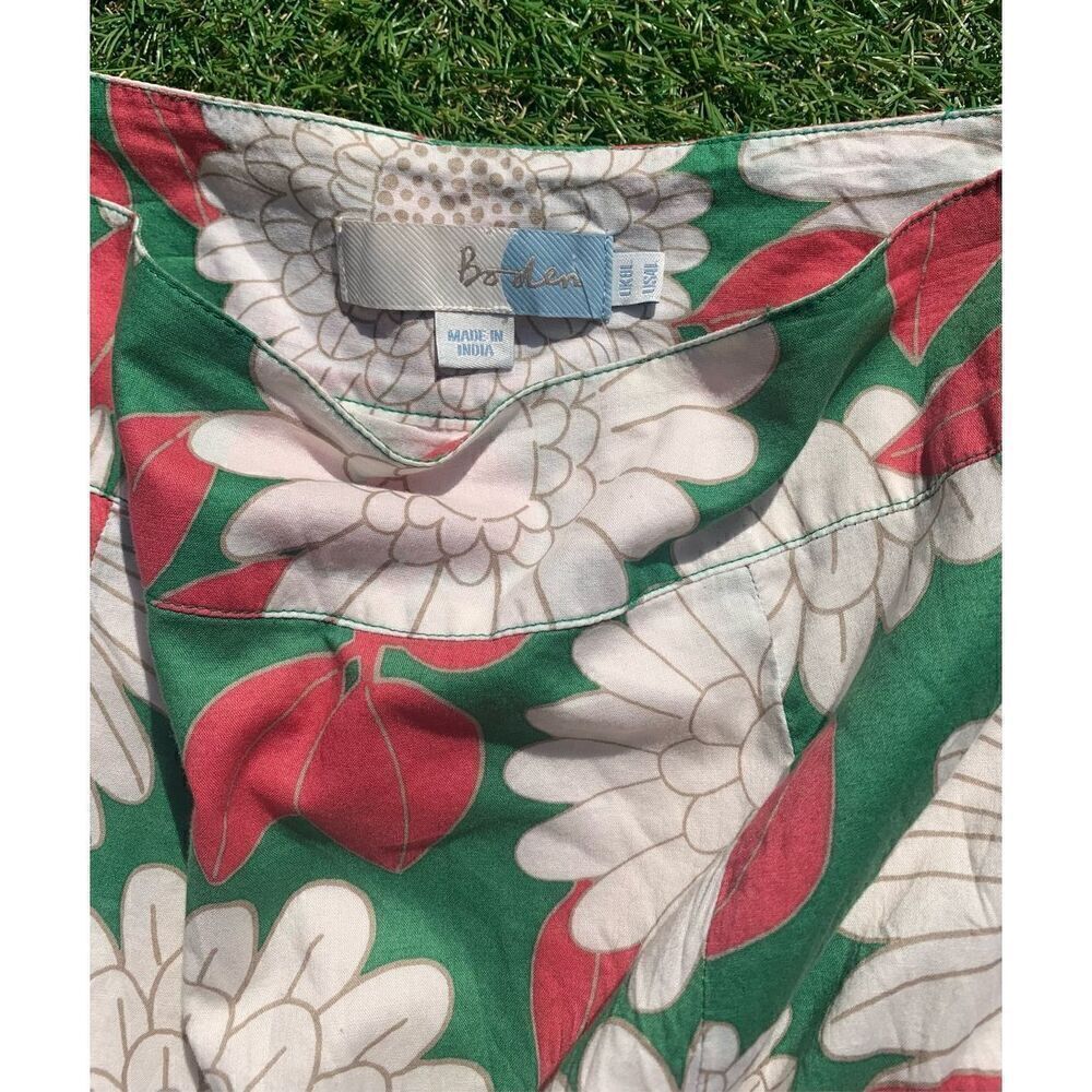 BODEN PINK GREEN FLORAL RUFFLE A LINE garden SKIRT sz 4 - Picture 5 of 7